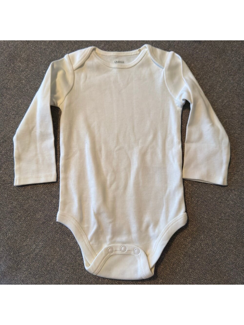 Quince Organic Cotton Long‎ Sleeve Baby Bodysuit White 12-18M Unisex